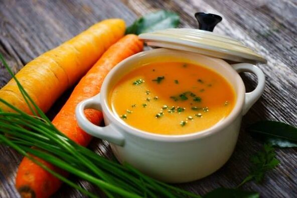 Mashed potato and carrot soup on the menu of a mild diet for gastritis